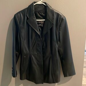Wilson’s Leather black leather blazer